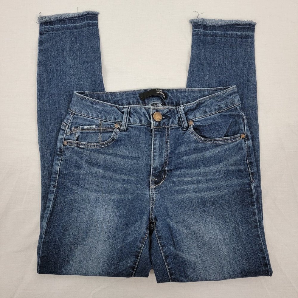 1822 Denim Skinny Jeans Whisker Wash Mid Rise 5 Pocket Blue Women's 6